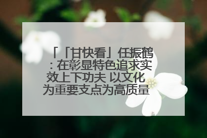 「甘快看」任振鹤：在彰显特色追求实效上下功夫 以文化为重要支点为高质量发展增添动能