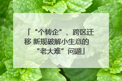“个转企”、跨区迁移 新规破解小生意的“老大难”问题
