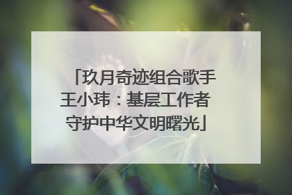 玖月奇迹组合歌手王小玮：基层工作者守护中华文明曙光