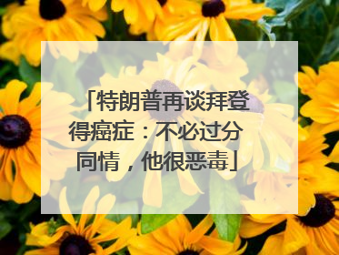 特朗普再谈拜登得癌症：不必过分同情，他很恶毒