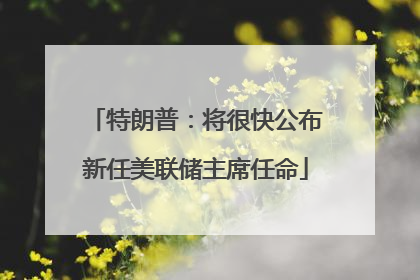 特朗普：将很快公布新任美联储主席任命