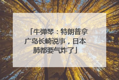 牛弹琴：特朗普拿广岛长崎说事，日本肺都要气炸了