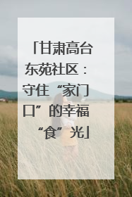 甘肃高台东苑社区：守住“家门口”的幸福“食”光