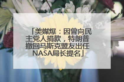 美媒爆：因曾向民主党人捐款，特朗普撤回马斯克盟友出任NASA局长提名