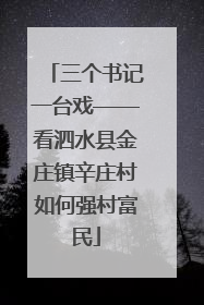 三个书记一台戏——看泗水县金庄镇辛庄村如何强村富民