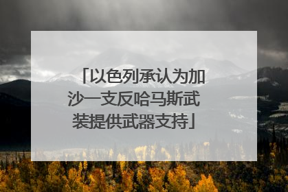 以色列承认为加沙一支反哈马斯武装提供武器支持