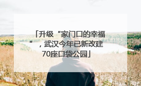 升级“家门口的幸福”，武汉今年已新改建70座口袋公园