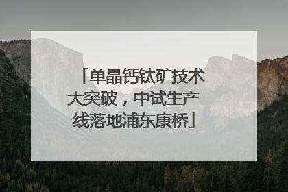 单晶钙钛矿技术大突破，中试生产线落地浦东康桥