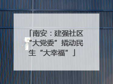 南安：建强社区“大党委”撬动民生“大幸福”