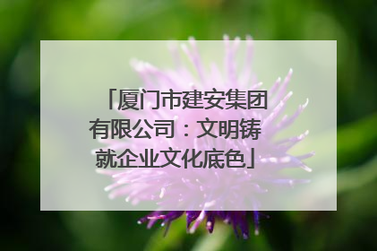 厦门市建安集团有限公司：文明铸就企业文化底色