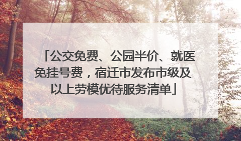 公交免费、公园半价、就医免挂号费，宿迁市发布市级及以上劳模优待服务清单