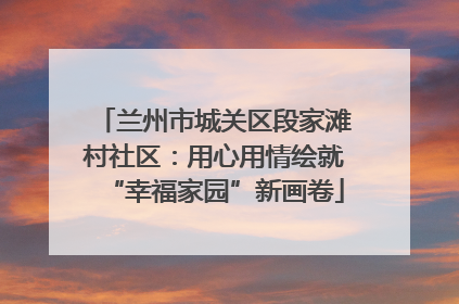 兰州市城关区段家滩村社区：用心用情绘就“幸福家园”新画卷