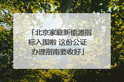 北京家庭新能源指标入围啦 这份公证办理指南要收好