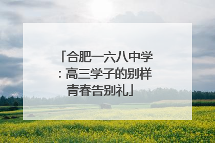 合肥一六八中学：高三学子的别样青春告别礼