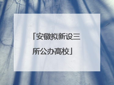 安徽拟新设三所公办高校