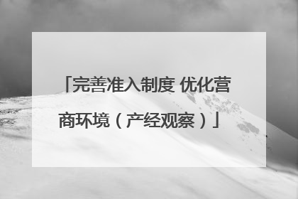 完善准入制度 优化营商环境（产经观察）