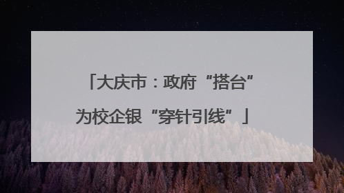 大庆市：政府“搭台”为校企银“穿针引线”