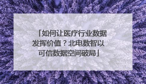 如何让医疗行业数据发挥价值？北电数智以可信数据空间破局
