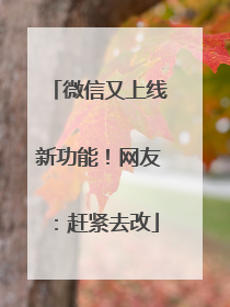 微信又上线新功能！网友：赶紧去改