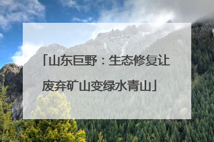 山东巨野：生态修复让废弃矿山变绿水青山