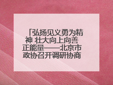弘扬见义勇为精神 壮大向上向善正能量——北京市政协召开调研协商情况通报会