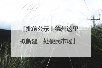 批前公示！德州这里拟新建一处便民市场