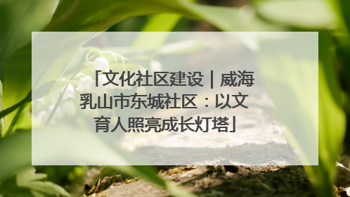 文化社区建设｜威海乳山市东城社区：以文育人照亮成长灯塔