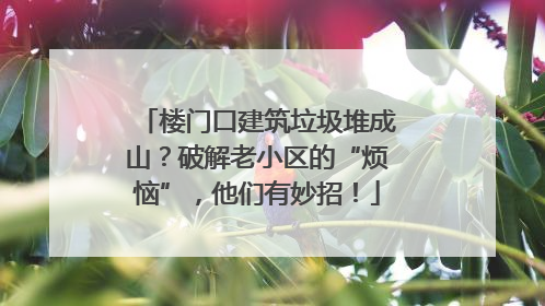 楼门口建筑垃圾堆成山？破解老小区的“烦恼”，他们有妙招！