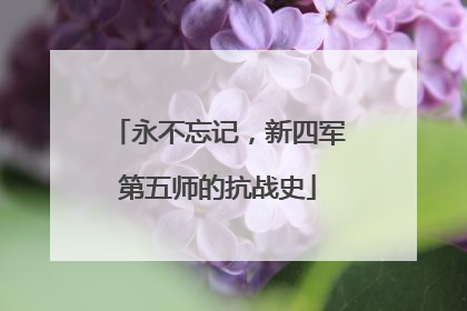 永不忘记，新四军第五师的抗战史