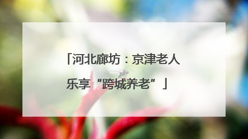 河北廊坊：京津老人乐享“跨城养老”
