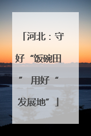 河北：守好“饭碗田” 用好“发展地”