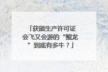 获颁生产许可证 会飞又会游的“鲲龙”到底有多牛？