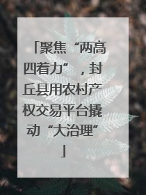 聚焦“两高四着力”，封丘县用农村产权交易平台撬动“大治理”