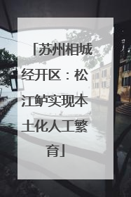 苏州相城经开区：松江鲈实现本土化人工繁育