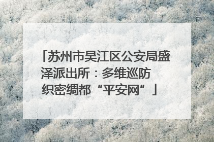 苏州市吴江区公安局盛泽派出所：多维巡防  织密绸都“平安网”