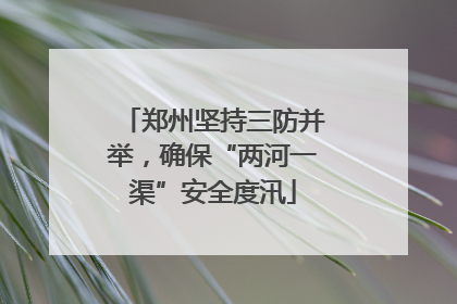 郑州坚持三防并举，确保“两河一渠”安全度汛