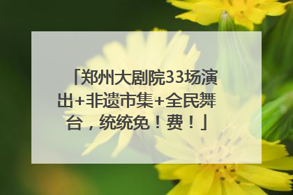 郑州大剧院33场演出+非遗市集+全民舞台，统统免！费！