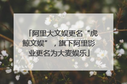 阿里大文娱更名“虎鲸文娱”，旗下阿里影业更名为大麦娱乐