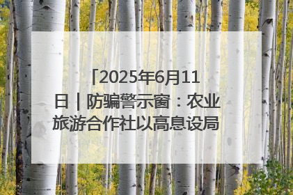 2025年6月11日｜防骗警示窗：农业旅游合作社以高息设局，集资380万