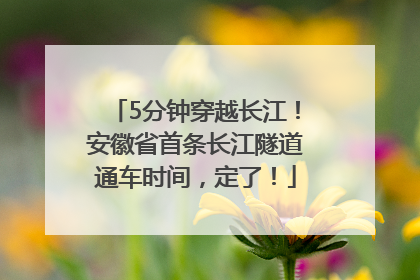 5分钟穿越长江！安徽省首条长江隧道通车时间，定了！