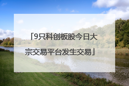 9只科创板股今日大宗交易平台发生交易
